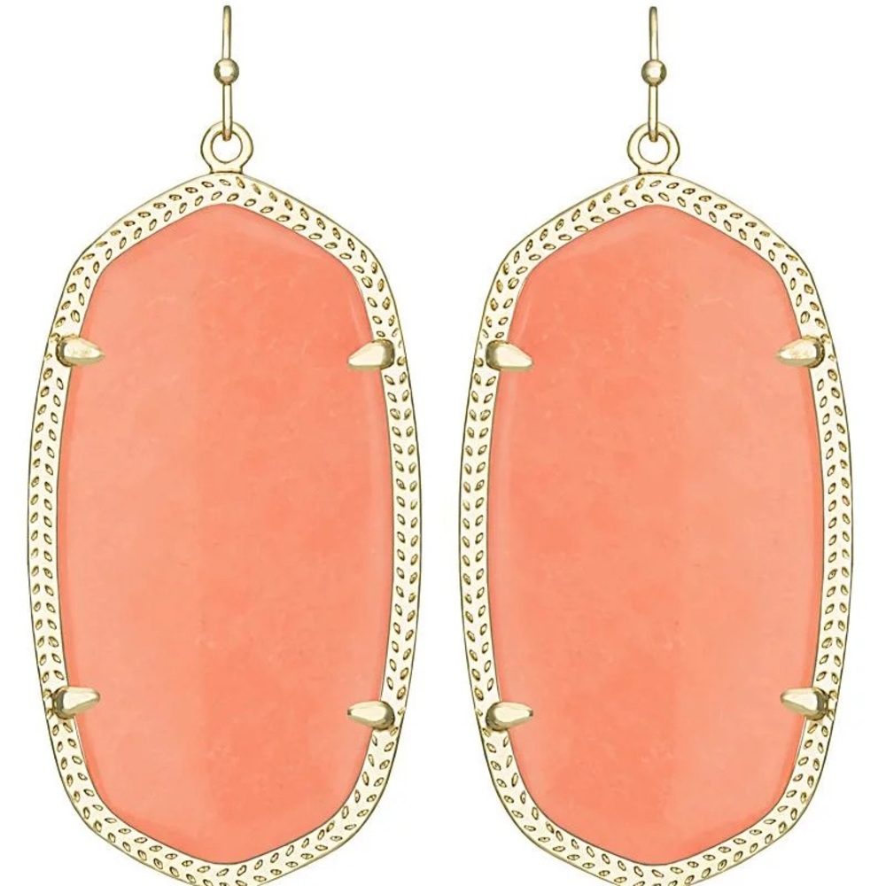 Kendra Scott statement earrings in coral